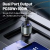 PD30W+100W透明合金數顯雙孔車充｜雙孔USB/Type-C+USB