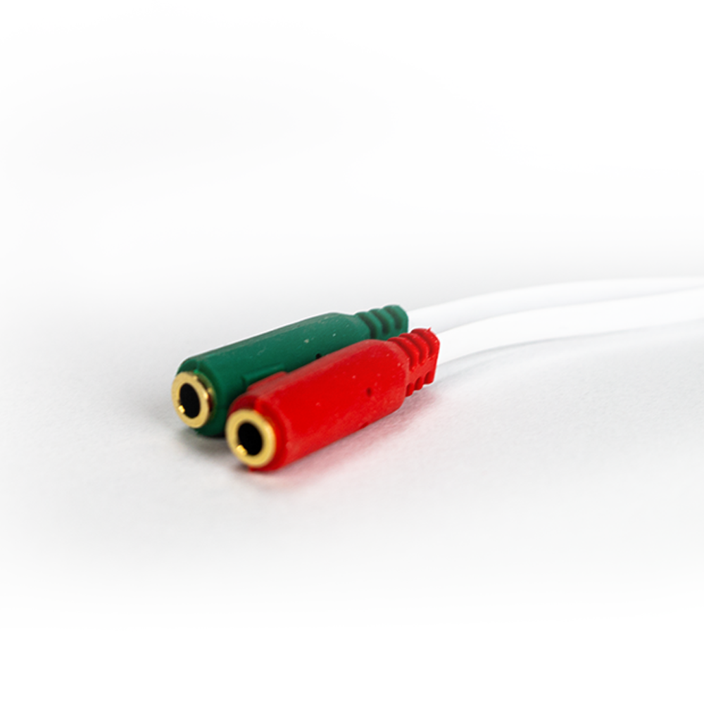 一公轉二母-3.5mm音源轉接線-紅綠色-線長21cm-電腦耳麥轉換成手機耳麥