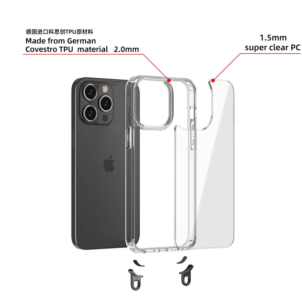 蘋果iPhone13/14系列 雙掛勾透明手機殼